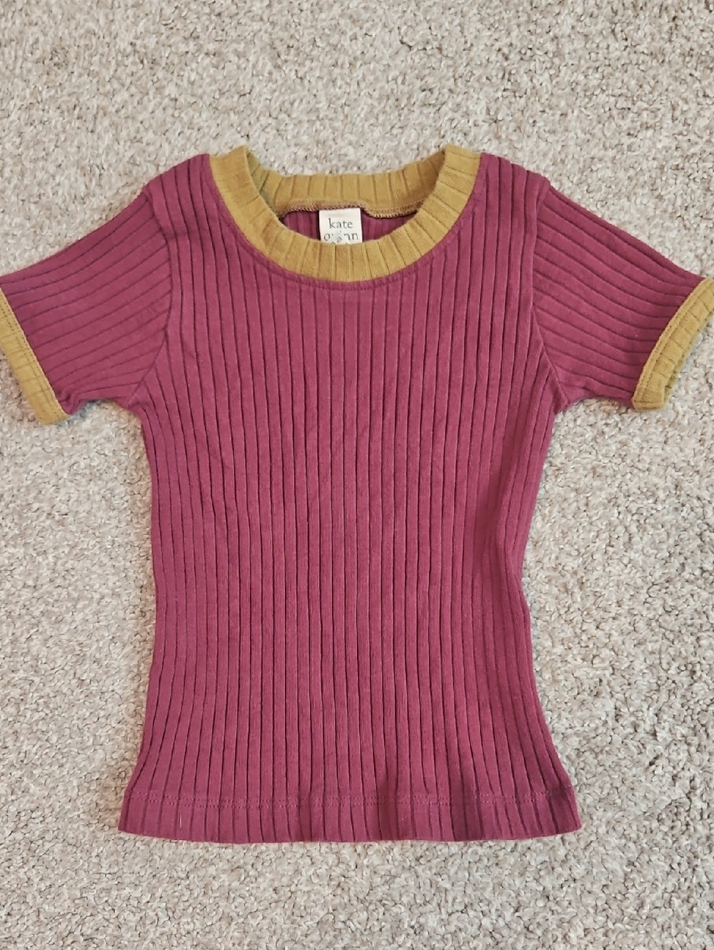 Kate Quinn Wide Ribbed Cotton Shirt 12-18M Mauve Mustard